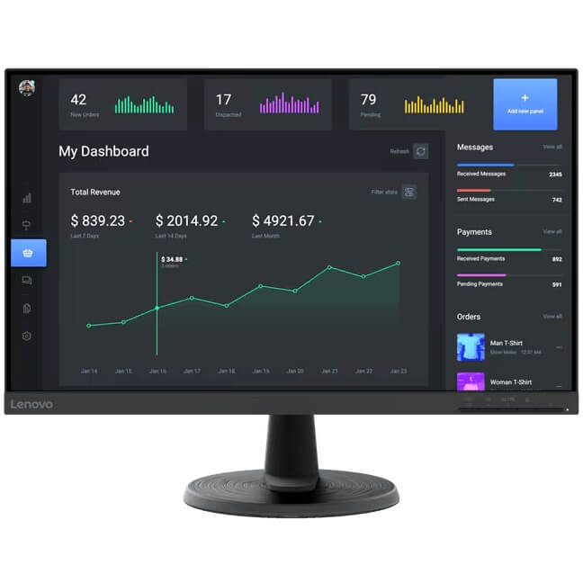 Lenovo C24-40 23,8inch FHD Monitor (VA Panel, 60Hz, 4ms, HDMI, VGA, 3-Side Borde