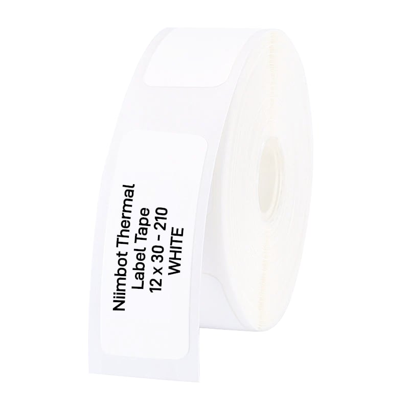 NIIMBOT D11/D110/D101/H1S Thermal Label 12x30mm - 210 Labels Per Roll - White (2 pack by Valotronics)