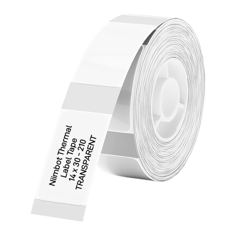 NIIMBOT D11/D110/D101/H1S Thermal Label 14x30mm - 210 Labels Per Roll - Transparent (2 pack by Valotronics)
