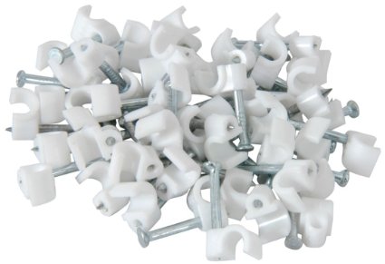 Noble Round Cable Clips 6mm White 100 Pieces per pack (5 pack by Valotronics)