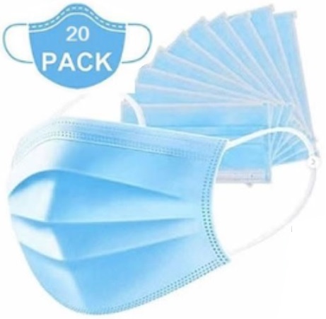 Casey 3 Ply Disposable Face Mask with Earloop 20 Per Pack (3 pack by Valotronics)