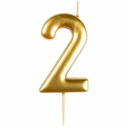 Casey 10cm Gold Numerical Birthday Candle Nr.2 Retail (10 pack by Valotronics)