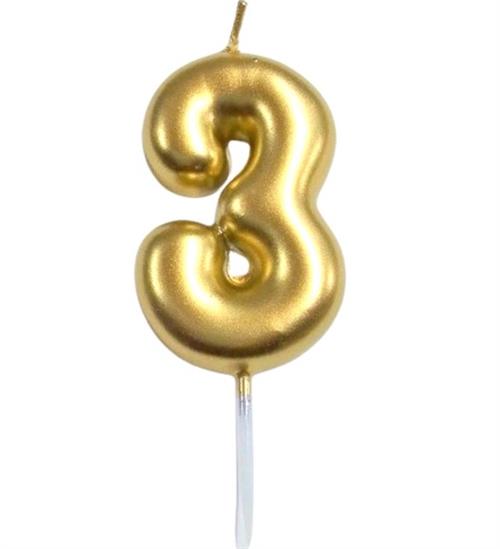 Casey 10cm Gold Numerical Birthday Candle Nr.3 Retail (10 pack by Valotronics)