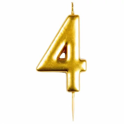 Casey 10cm Gold Numerical Birthday Candle Nr.4 Retail (10 pack by Valotronics)