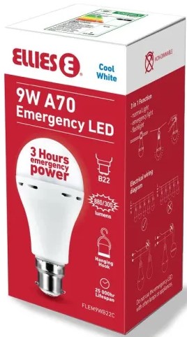 Ellies 9W Emergency LED Bulb B22 (3 pack by Valotronics)
