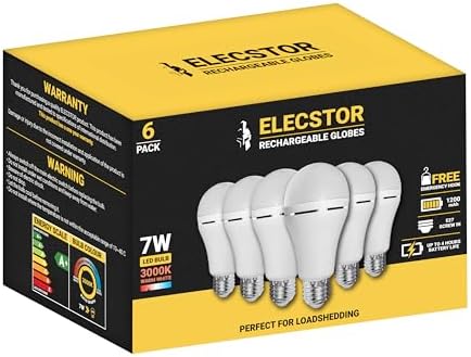 Elecstor E27 7W Rechargeable Warm White - 6 PACK
