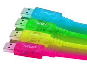 VIZO 2M USB CABLE - UV YELLO (3 pack by Valotronics)