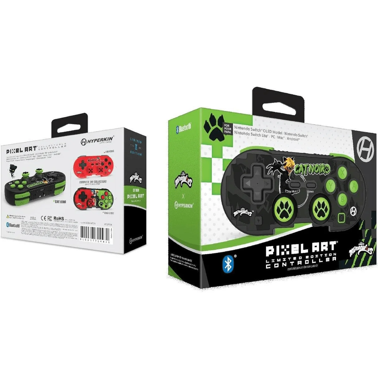 Hyperkin Official Miraculous Pixel Art Bluetooth Switch Controller - Cat Noir